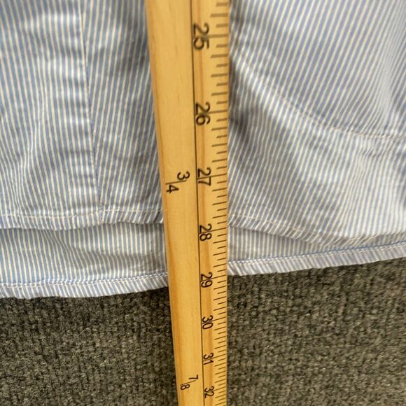 Finley Blouse Top Womens L Blue Striped Tunic Collared Office Ladies Preppy - Picture 10 of 10